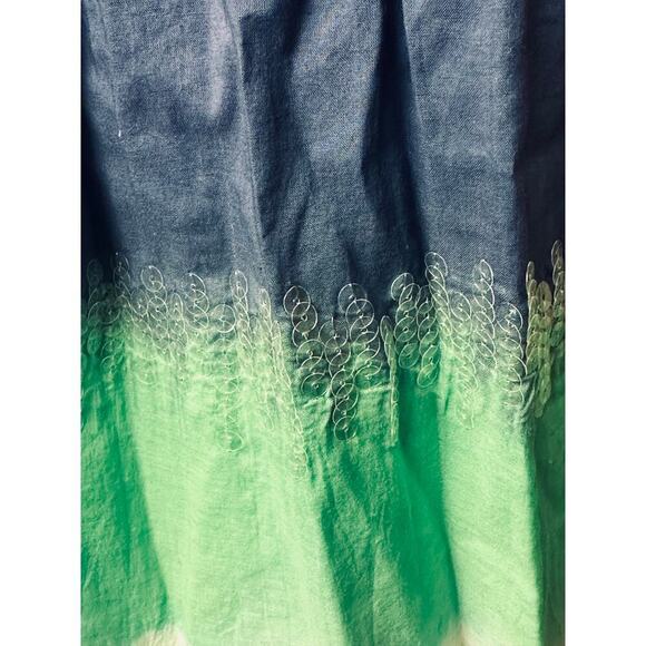 La Rok Blue Green Sleeveless Sequin Pleated Space Dye Dress Women's Size M - Picture 4 of 7